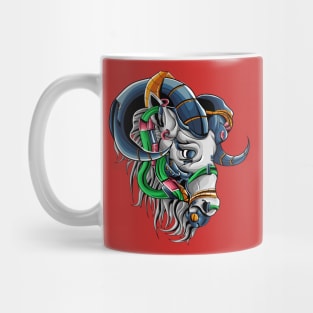 goat mecha head illustration Mug